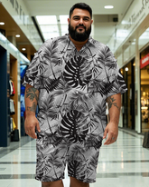 Hawaiian Vacation Style Men's Plus Size Pockets Shirt Shorts Suit